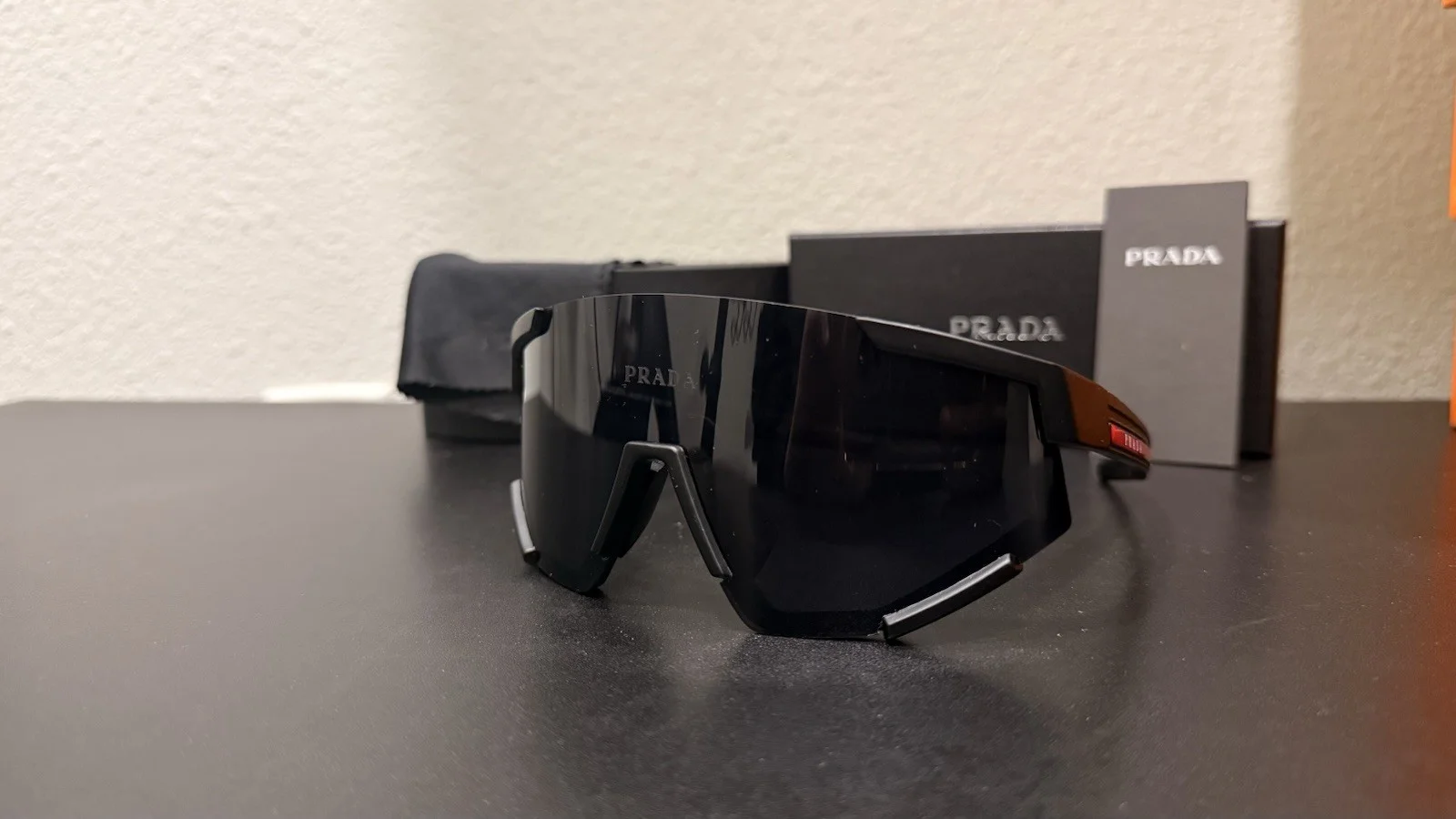 PRADA LINEA ROSSA SPS 04W DG006F PS04WS DG006F BLACK PS 04W LUXURY GLASSES